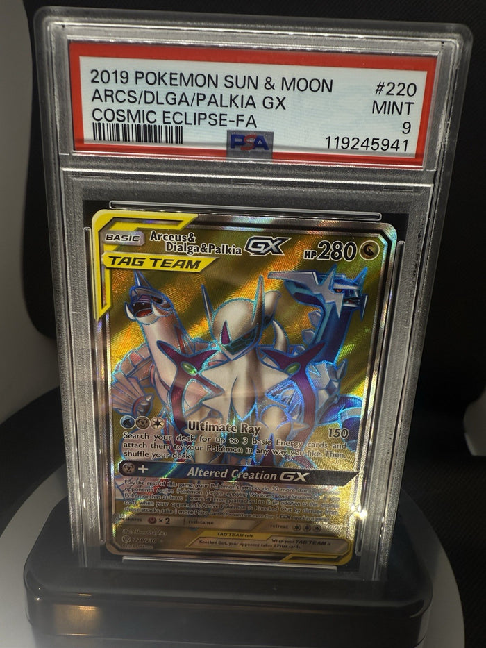 Pokemon Sun & Moon Cosmic Eclipse 220/236 FA Arceus Dialga Palkia GX PSA 9 MINT